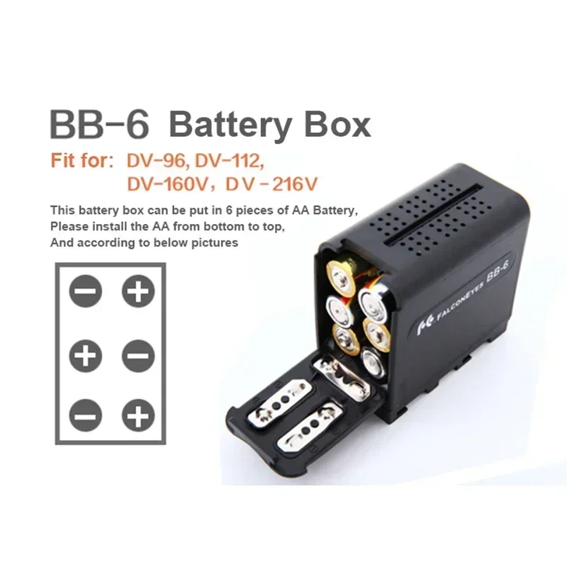 BB-6 Battery Case Pack Battery Holder Power as NP-F NP-970 Series for LED Video Light Panel / Monitor