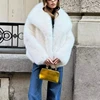 TRAF White Faux Fur Coat 2024 Woman New in coats Autumn Winter Fur Plush Fluffy Jacket Warm Red Gray Black Outerwears 5