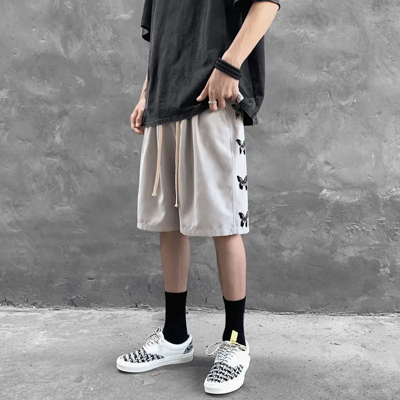 Summer Solid Color Elastic Waist Drawstring Motion Pants Man Loose Casual Thin Style Knee Length Shorts Fashion Men's Clothing