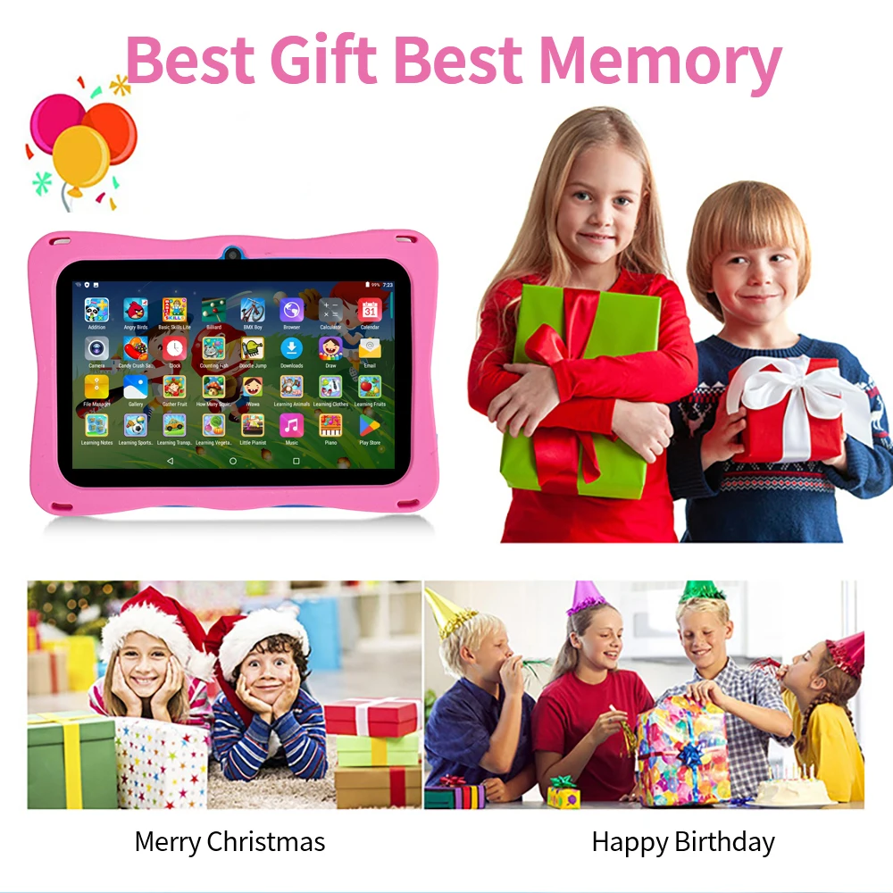 BDF 7 Inch Kid Android Tablet Android, 32GB ROM,1TB Expand,5G WiFi,4000MAH Battery,Dual Camera, Children's Gift Kids Software 4