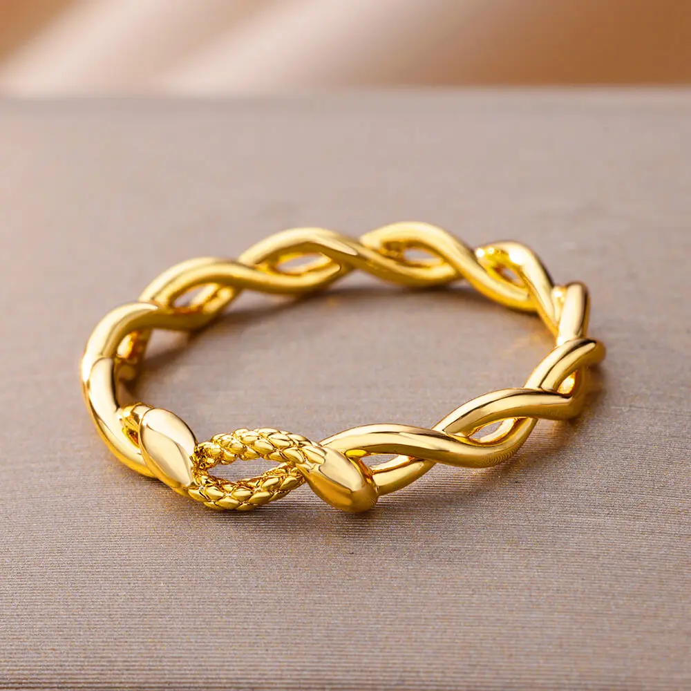 Vintage Twist Ring Stainless Steel Gold