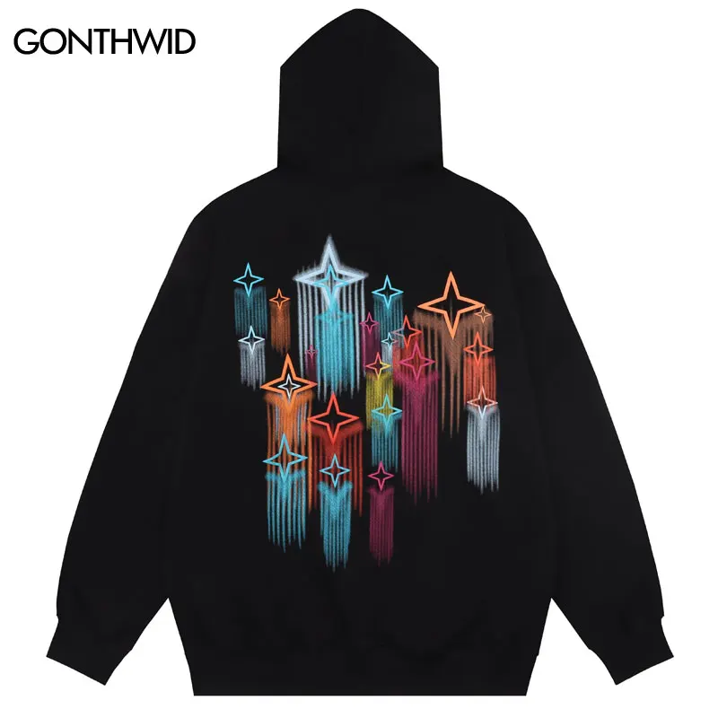 

Harajuku Hoodie Streetwear Y2K Hip Hop Retro Star Graphic Print Hooded Sweatshirts 2023 Men Fashion Casual Loose Pullover Hoodie