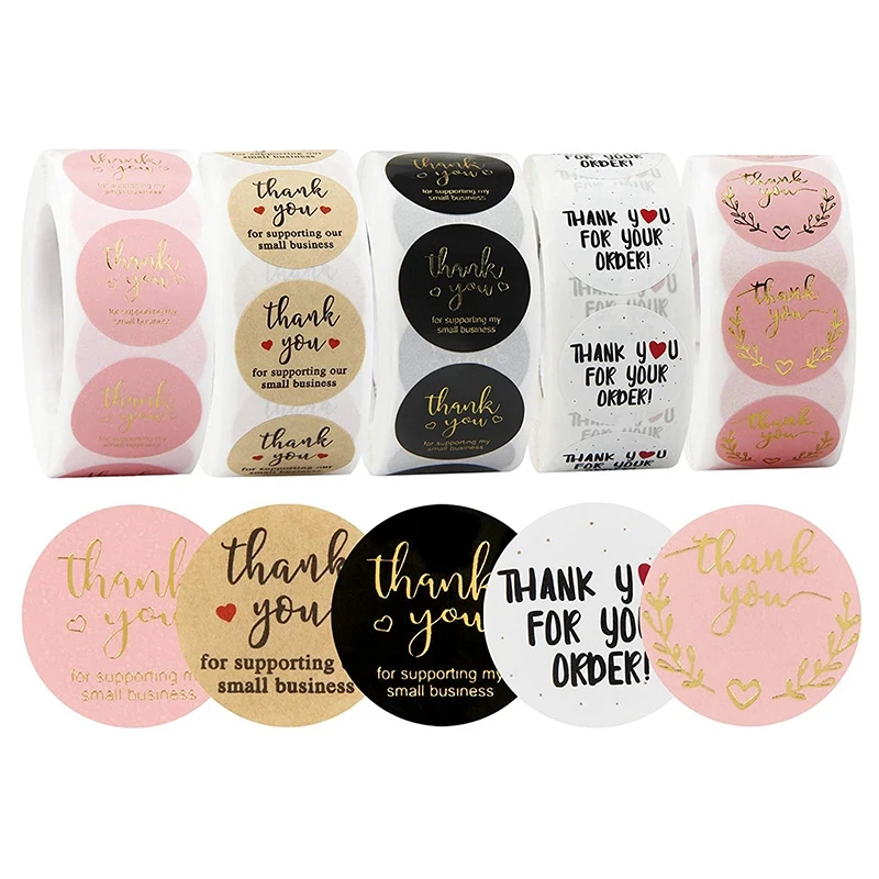 

Спасибо, наклейки для малого бизнеса-5 рулонов, 2500 штук, спасибо, наклейки для пузырчатой почты, упаковка 1 в