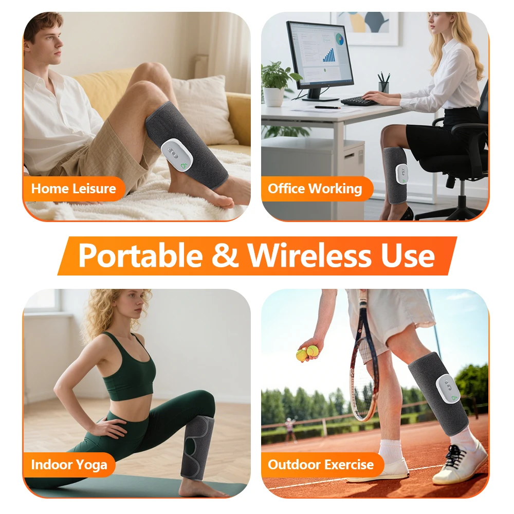 New 4 Mode Wireless Air Pressure Calf Massager Electric Airbag Compresstion Foot Leg Massage Calf Muscle Relax Blood Circulation
