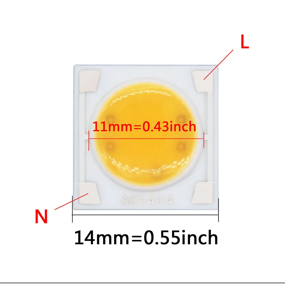 Description Picture 2 of item10pcs 3W 5W 7W 9W AC220V 14mm LED Source Chip Ceramics High Power LED COB Diode For LED Bulb FloodLight Spotlight Downlight DIY