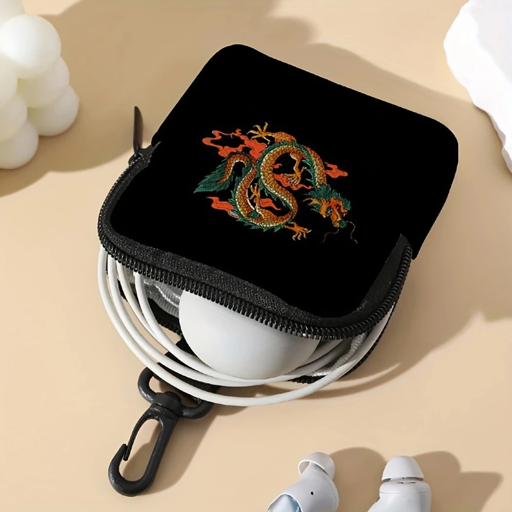 1pc，Ideal choice for large capacity coin wallets with dragon patterns, digital printed coin wallets, storage bags, and gifts