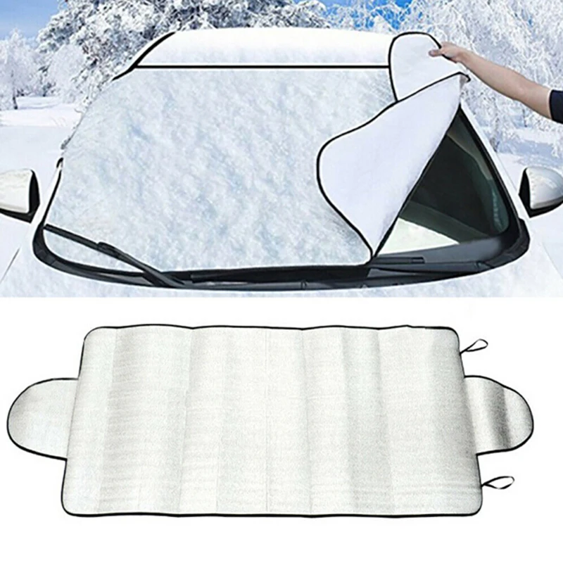 Copertura Parabrezza Auto 70x145 Cm: Protettivo Universale Antineve E Antighiaccio Con Ventose, Doppio Lato (Nero/Argento) Per Esterni