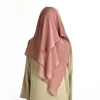 cap gift Three-layer Chiffon Khimar Islamic Headscarf Solid Color Mask Women Ethnic Breathable Face Cover Comfortable Niqab