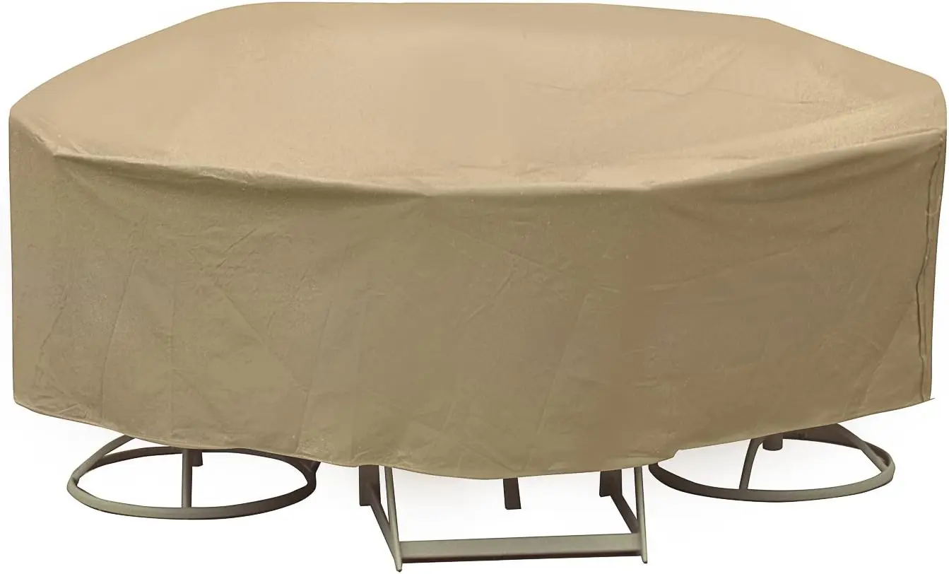 

Table and Chair Set Cover, 48 Inch x 54 Inch, Round Table, Tan - 1358-TN Table top Sequin tablecloths Black tablecloth Party tab