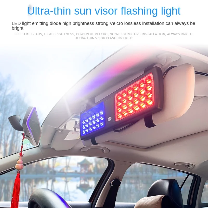 Ultrasottile Led Car Truck Stroboscopico Pannello Luce Visiera Parasole Faro Di Emergenza Modalità Flash Pericolo Polizia Avvertimento Barra Luminosa 