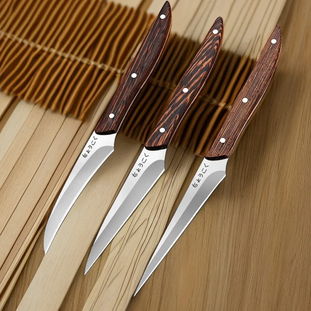 סכין גילוף סט 3 חלקים שף מגולף סכין דקורטיבי פירות דקורטיביים מזון מקצועי גילוף עץ מלא