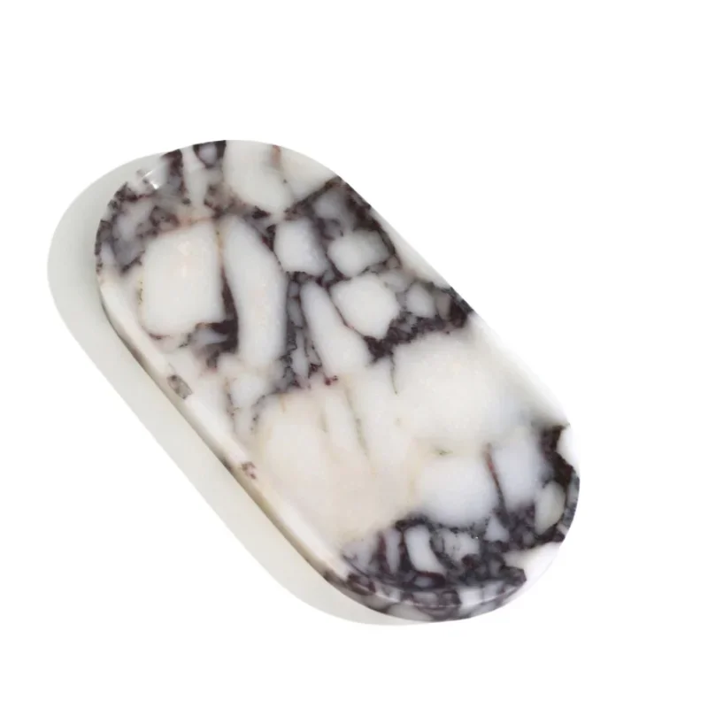 Modern Luxury Calacatta Violet Marble Tray Creative Home Hotel Desktop Jewelry Cosmetics Storage Fruit Tray Decoration Ornaments 3