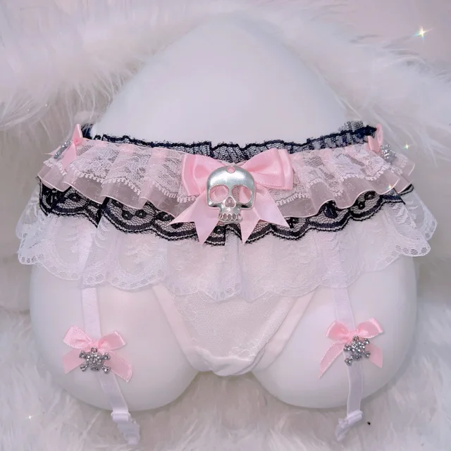 Frilly Lace Thong Garter Belt 2