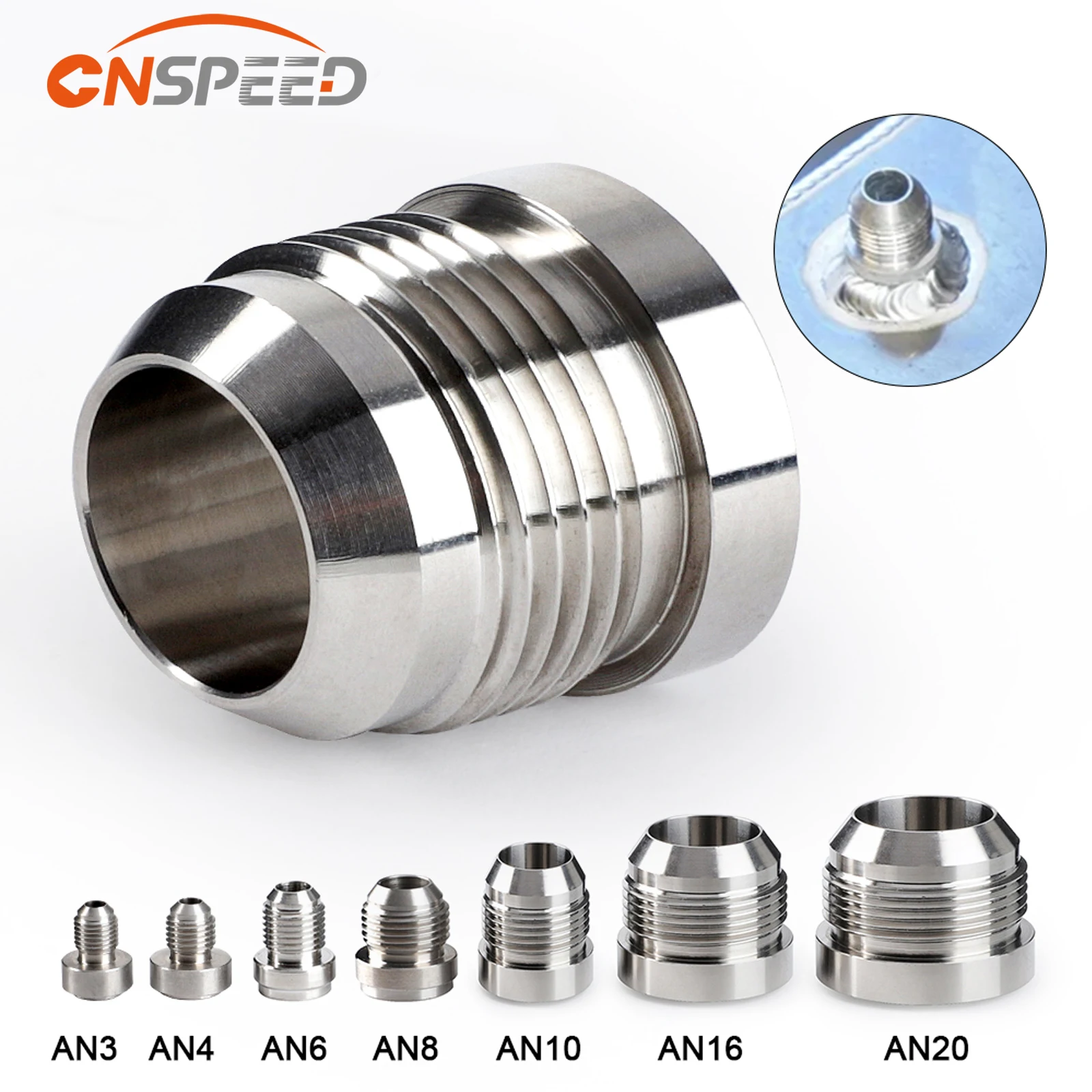 AN6 AN8 AN10 AN12 AN16 AN20 Male Billet Stainless Steel Straight Male Weld Fitting Adapter Weld Bung Nitrous Hose Fitting 1PCS