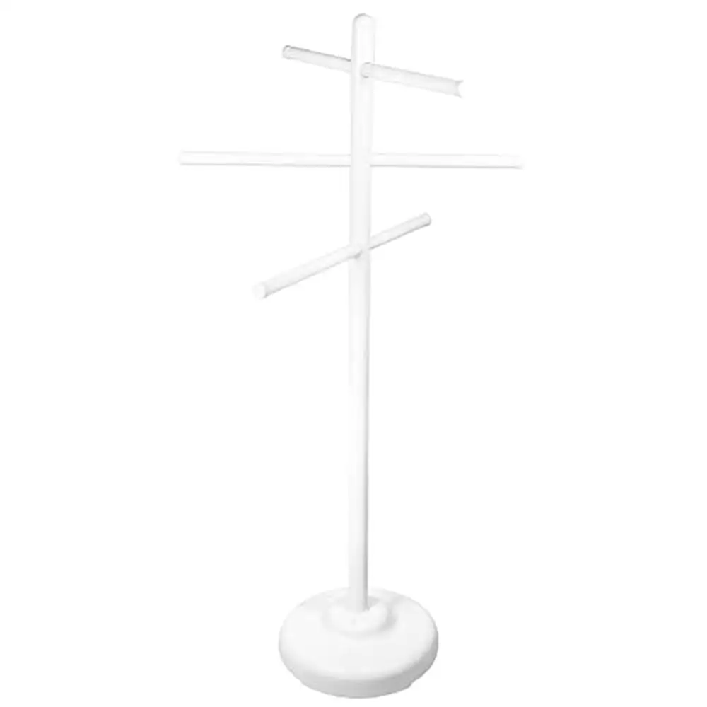 

Poolside Towel Rack Water Weighted Base Three Arms Tier Outdoors & Indoor Goggles Masks Accessories Organizer UV Resistant PVC
