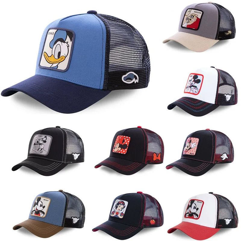 Disney Anime Minnie Mickey Donald Duck Cartoon Snapback Cotton Baseball Cap Men Women Hip Hop Dad Mesh Hat Trucker Hat