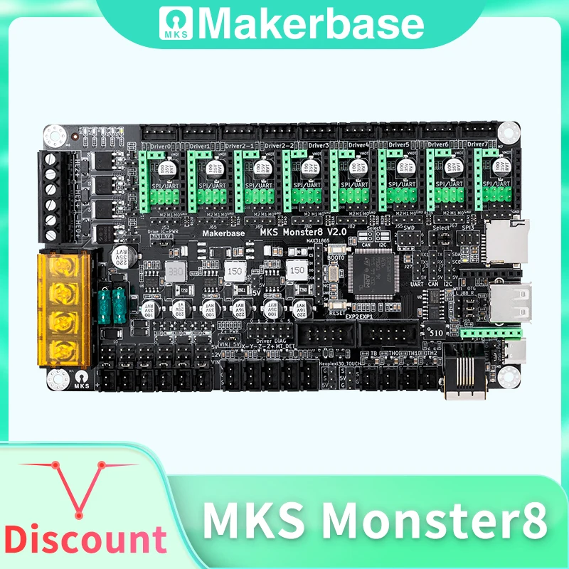 Makerbase-mks Monster8 v2 Cartão de Controle 3d Peças da Impressora Tmc2209 para Voron vs Polvo Aranha 32bit