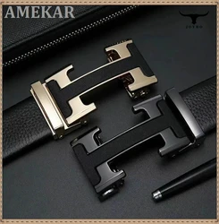 Men's Genuine leather Belt Men Cowskin Strap Top Quality Belts For Male Alloy Automatic Buckle Fashion Waist Belt Gold Belt..