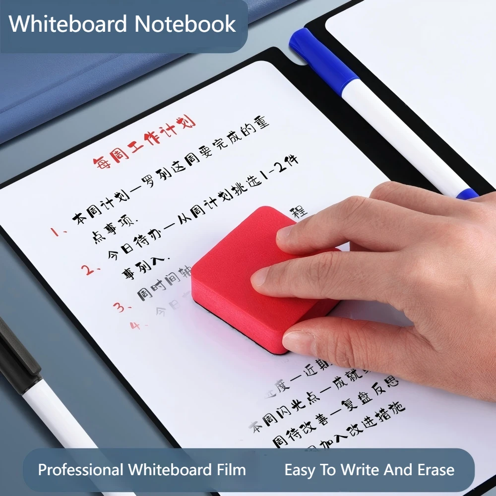 Quaderno Portatile A5 in Pelle con Lavagna Magnetica, Blocco Note Riutilizzabile, Planner Settimanale, Organizer Elegante per Ufficio e Pianificazione Quotidiana - immagine 5
