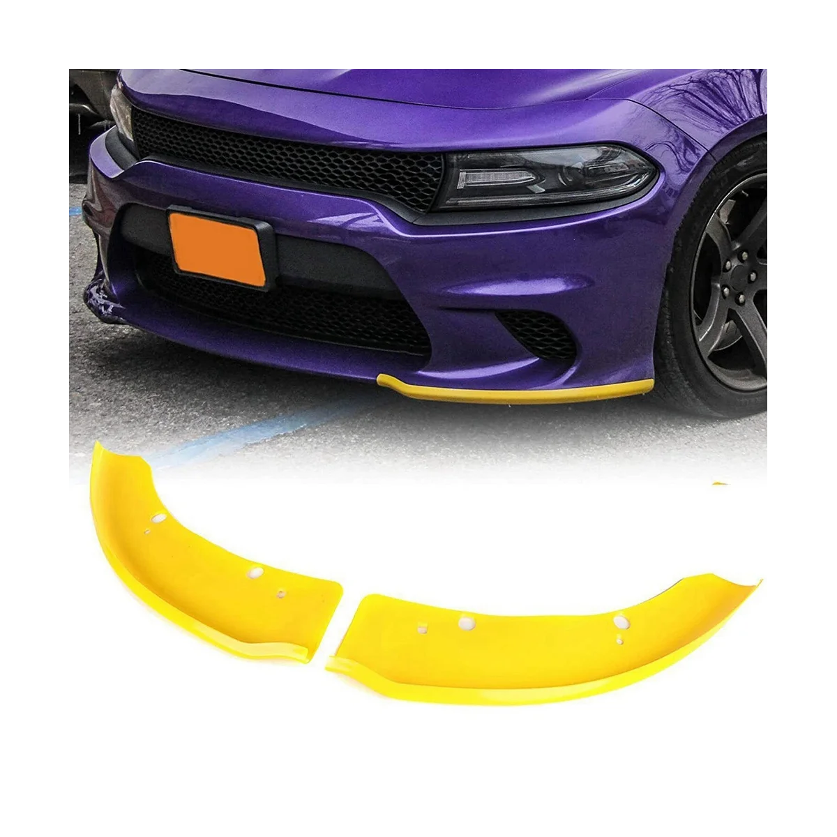 

1 Pair Front Bumper Lip Splitter Spoiler Protector Yellow for Charger 68327084AA