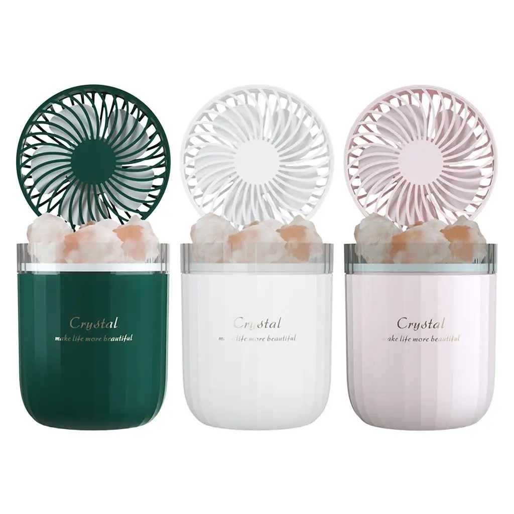 

Mini Humidifier with Fan - USB Salt Lamp Essential for Bedroom, Office Desk, Travel, - 380ML LED Light Humidification