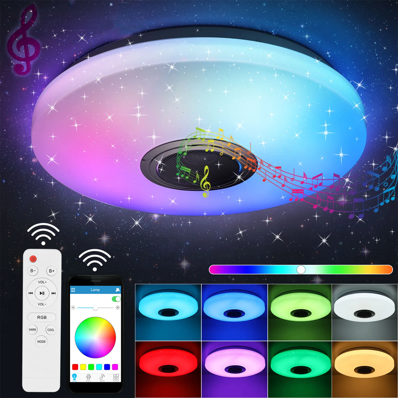 Feriales 60W LED Deckenleuchte mit Bluetooth Lautsprecher – RGB Farbwechsel Dimmbar 4500LM Ø50cm – Sternenhimmel Lampe mit App & Fernbedienung 1 Feriales 60W LED Deckenleuchte mit Bluetooth Lautsprecher – RGB Farbwechsel Dimmbar 4500LM Ø50cm – Sternenhimmel Lampe mit App & Fernbedienung 1