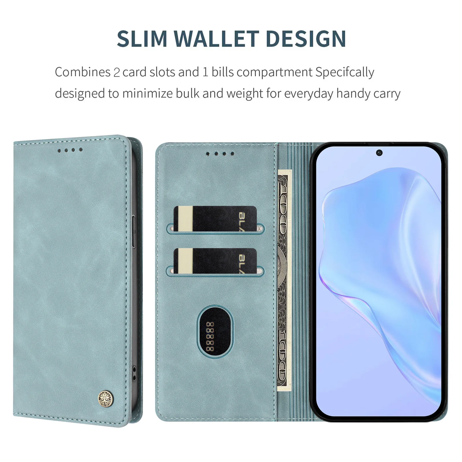 Dopamine Colour Flip Phone Case with Card Slot & RFID Blocking