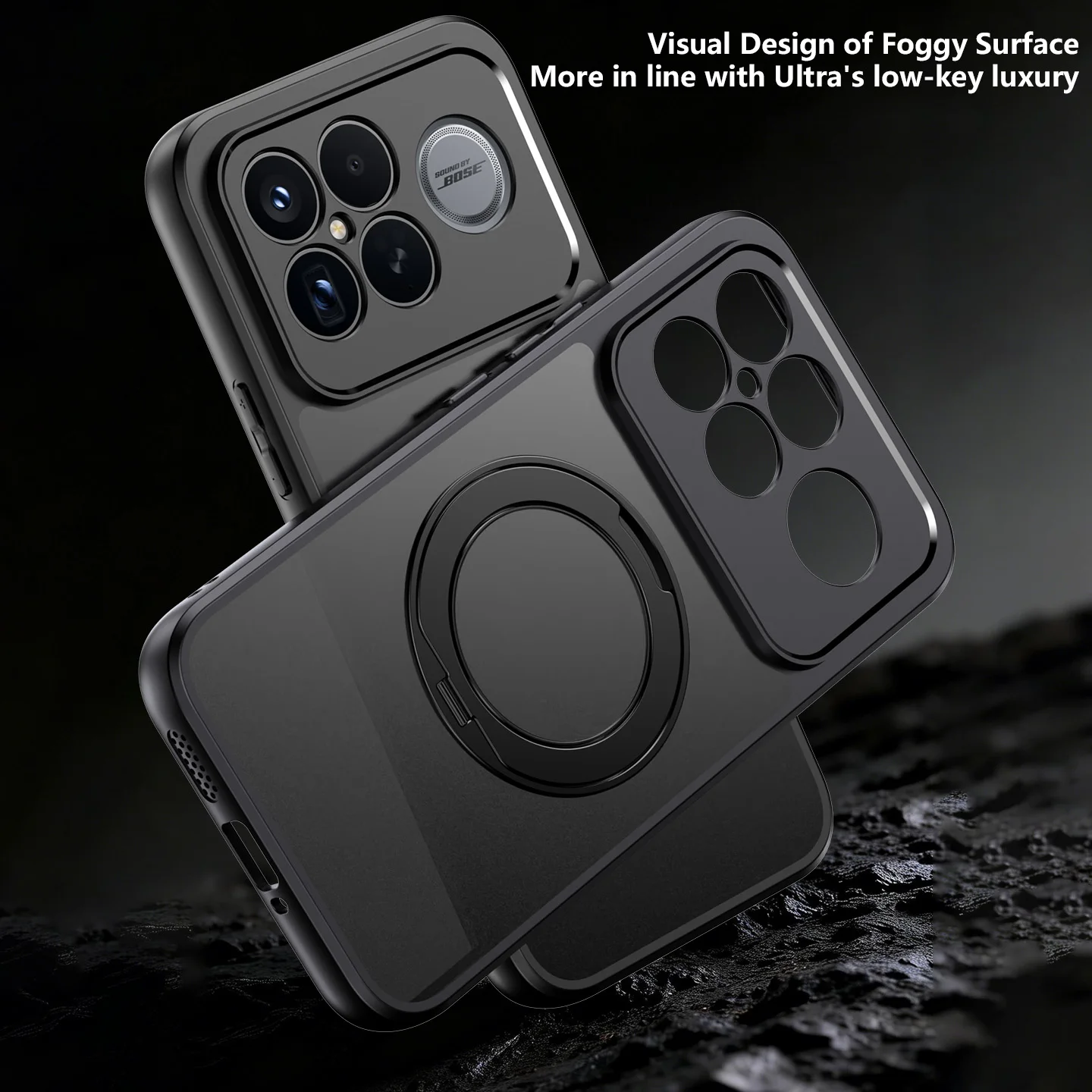 360-Degree Rotation Matte Frosted Magnetic Shockproof Armor Phone Case