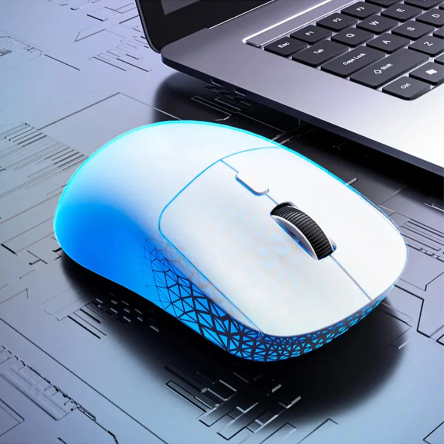Wireless Gaming Mouse White Wireless Gaming Esports Mouse 55g 26000DPI 6 Buttons Optical PAM3395 For Laptop PC