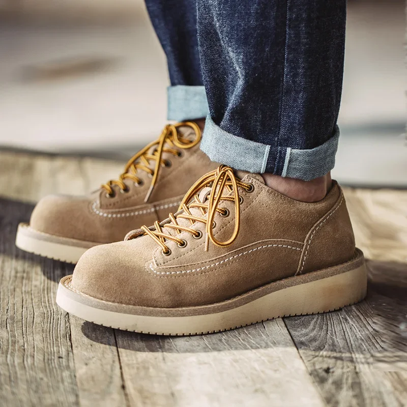 Autumn Winter Shoes Men&rsquo;s Work Ankle Boot Casual Shoes Outdoor Male's Sneakers Vintage Cow-Suede Leather Short Boots leather shoes