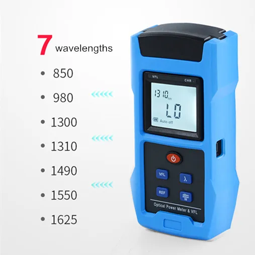 Free Shippin 2in1 Fuction Optical Power Meter -70 ~+10db With VFL USB Charging 2200mAh Lithium Battery 7 Wavelengths 10KM 20KM