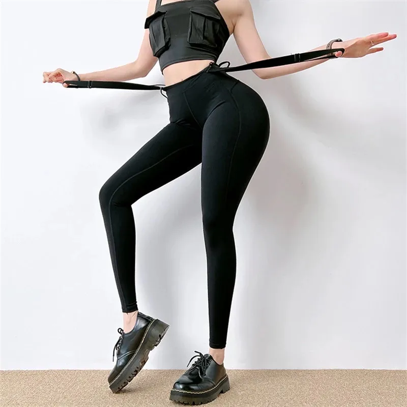 Adjustable Suspenders Sports Pants Women Stretch Yoga Pants Quick Dry  Fitness Sports Leggings New Gym Leggings Yoga Tights XL
