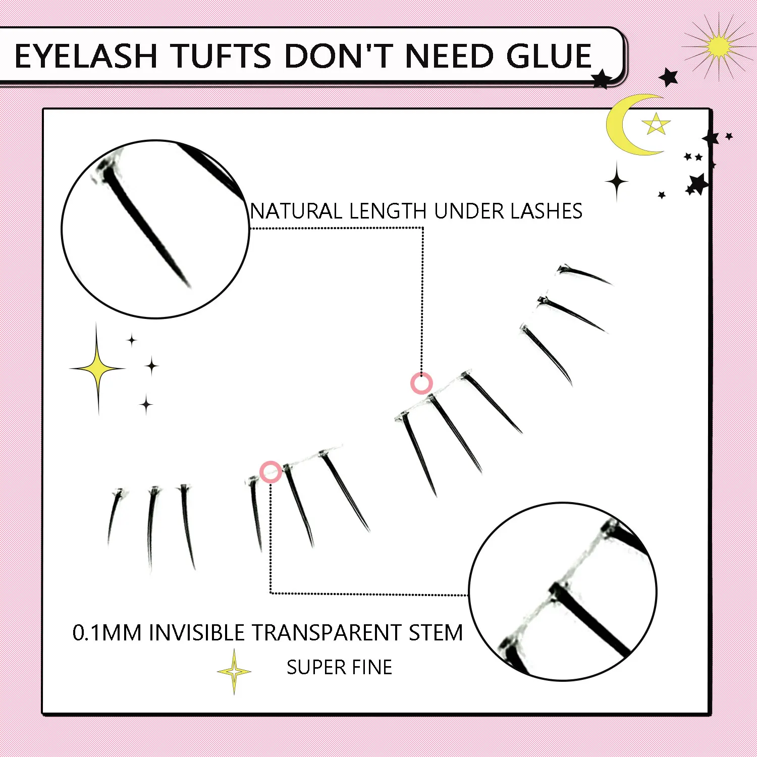 Description Picture 5 of itemSelf-adhesive Lower Lashes Glue-free Underlash Multiple Styles Single Tuft Eyelashes Natural Fox Under Eyelash Novice Eyelashes