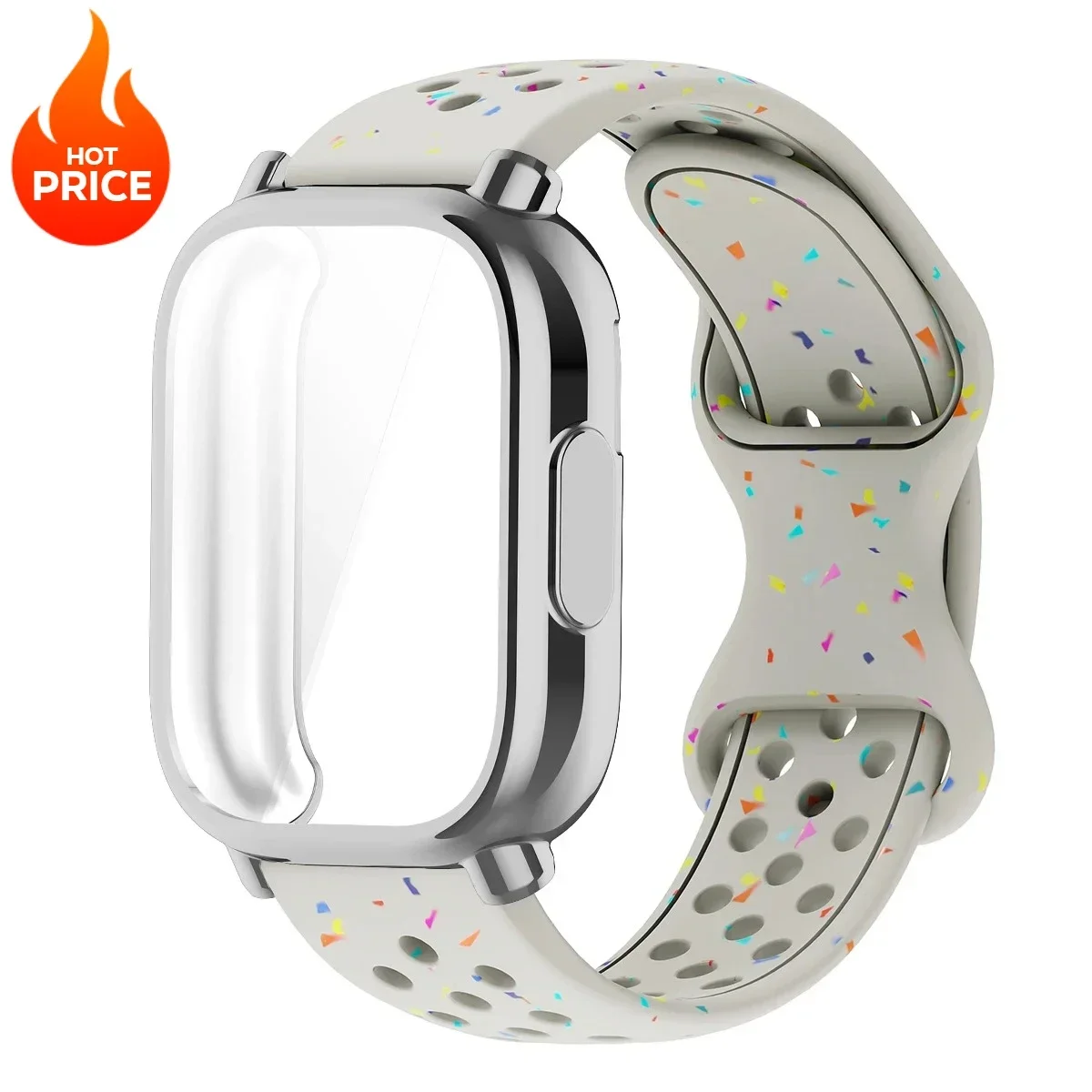 Enhanced Silicone Strap and TPU Protector Case for Full-Screen Coverage - Breathable Sports Band Design