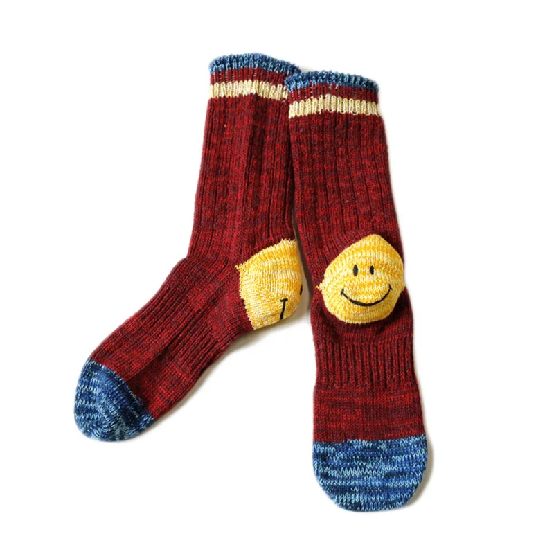 KAPITAL Japan Color Blocking Printed Sweet Face Men's and Women's 3 Pcs Cotton Blended High Barrel Leisure Sports Socks