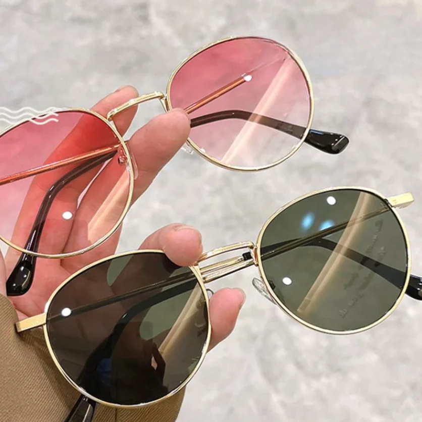 KLASSNUM Women's Sunglasses Small Round Frame Sun Glasses Retro Shades UV400 Protection Color Lens Men Black Green Eyepeice 2025 4