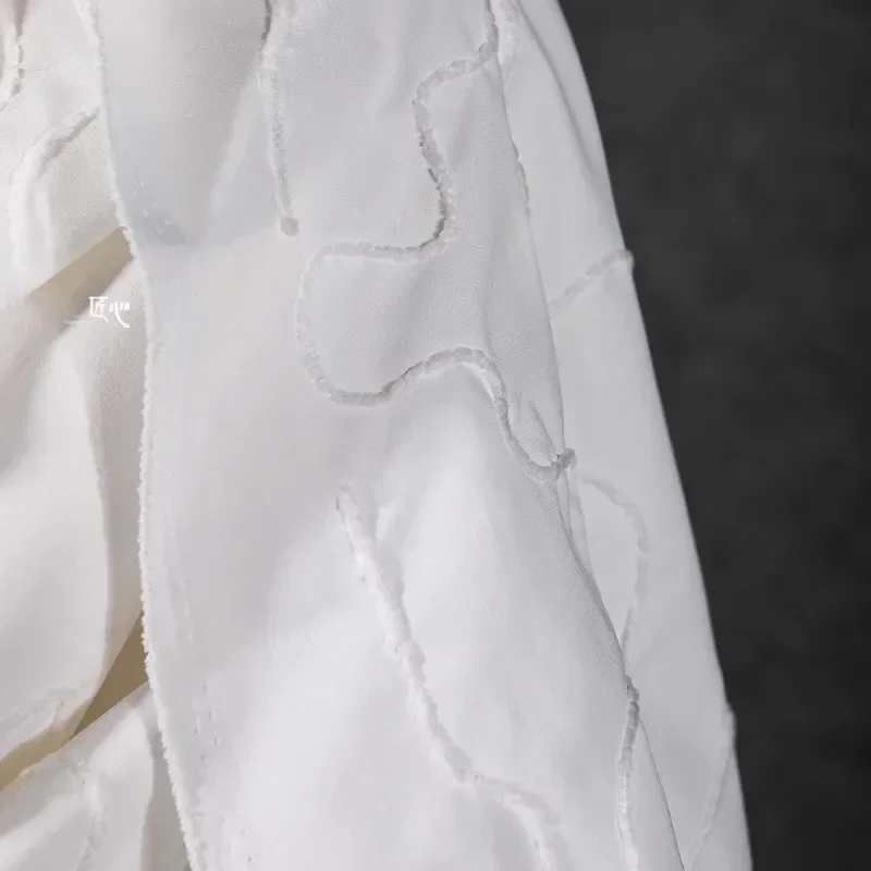 White Art Line Cotton Fabric Fashion Clothing Designer Creative for Shirt Diy Sewing By The Meter Material Cloth 4