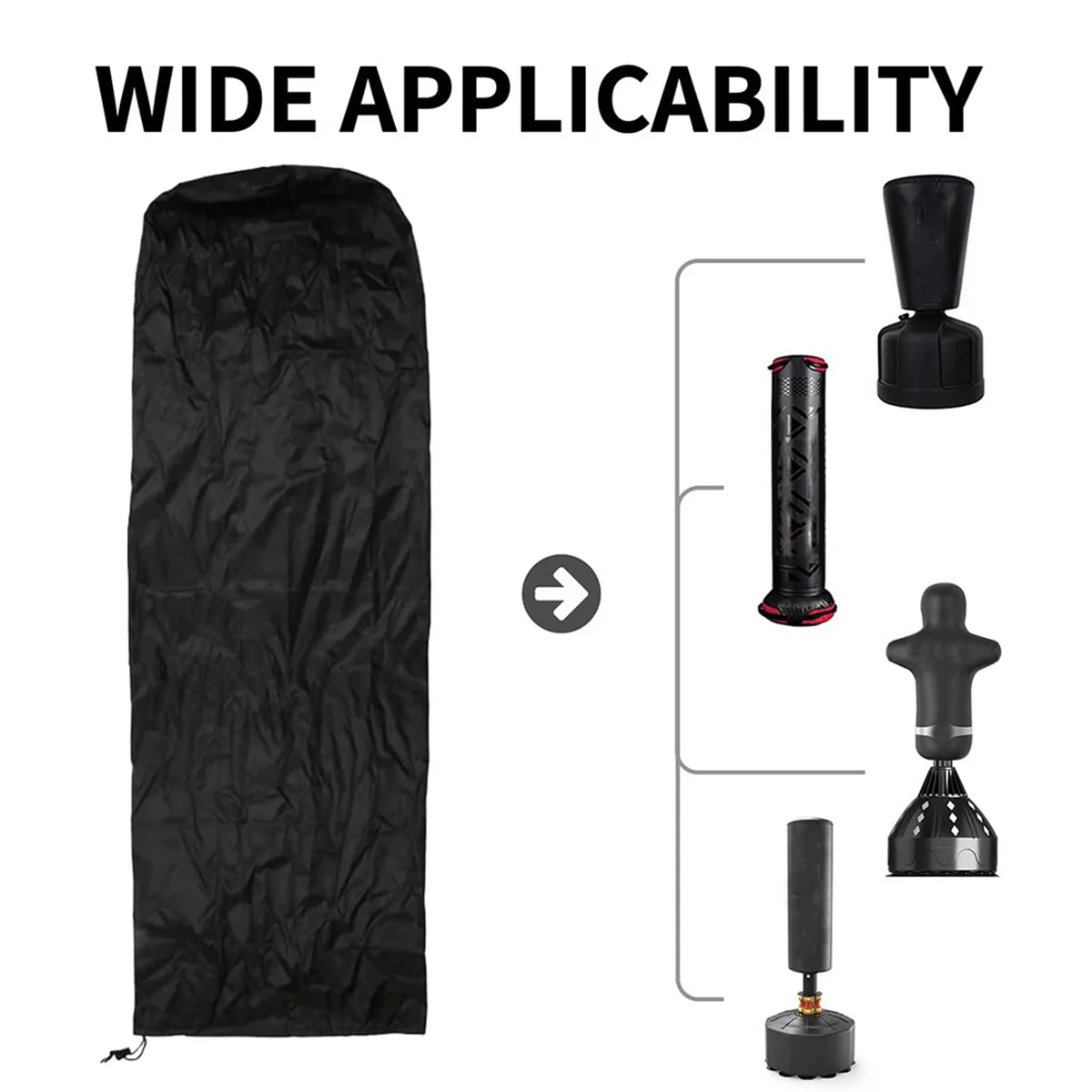 BAAU 58.2x13Inch Punching Bag Cover Outdoor Waterproof, Oxford Cloth Boxing Bag Cover Freestanding Heavy Black