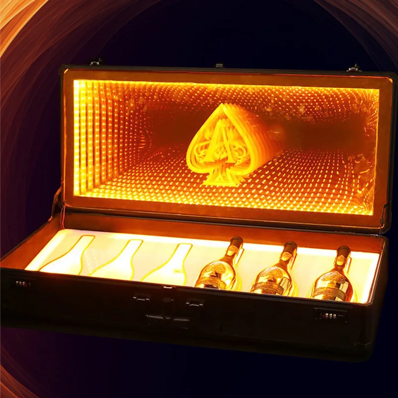 Colorful light ice pattern wine box bar KTV creative LED cocktail box wine props champagne luminous