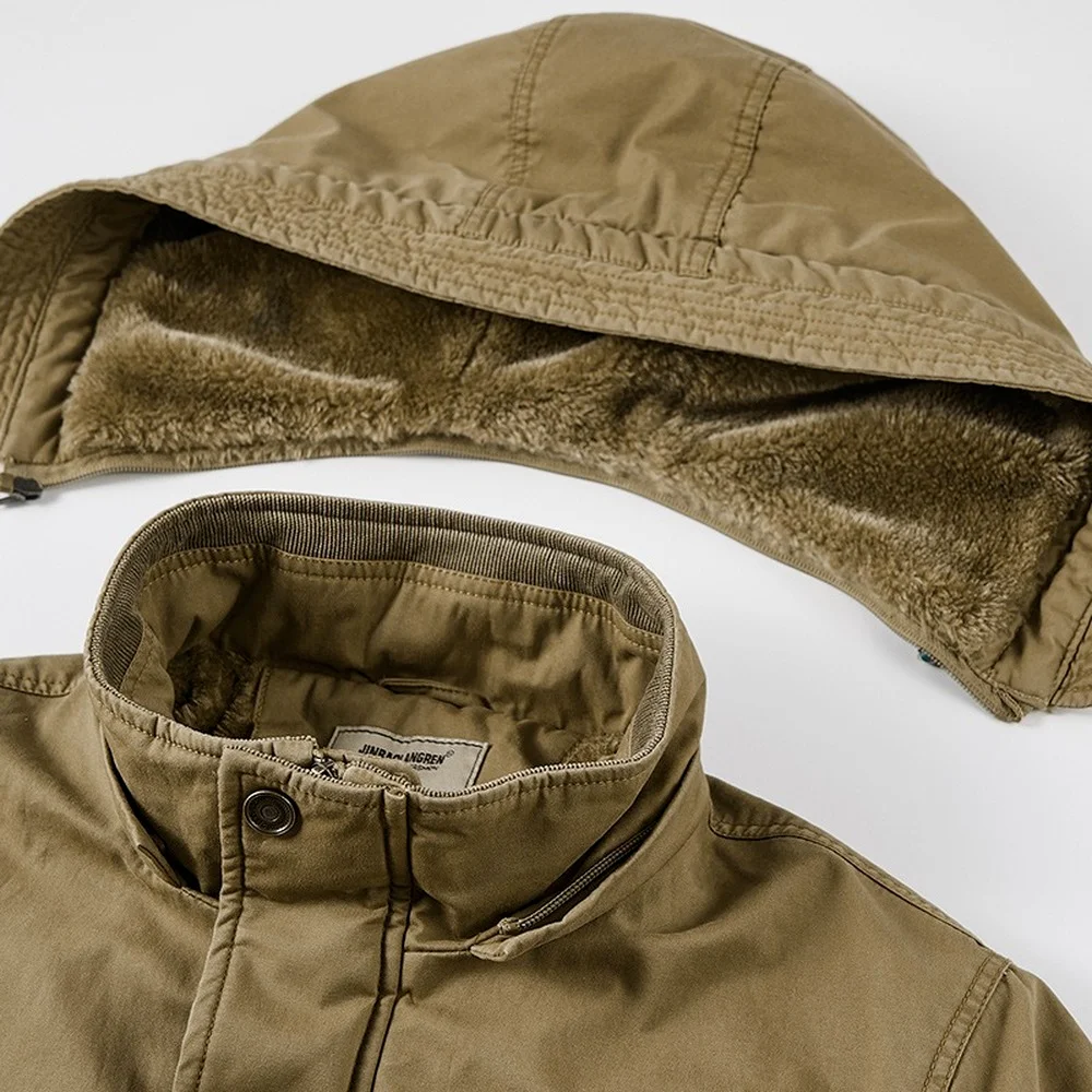 Men's Outdoor Jacket Detachable Hood Casaul Autumn Winter Military Hooded Parka Fleece Lined Thicken Warm Coat sweatshirt jacket down jacket puffer jacket cotton jacket parka coat parkas coat men bomber jacket
