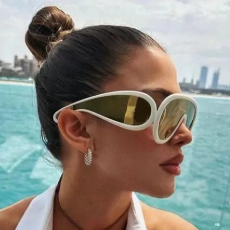 

Y2K Sports Punk Sunglasses Women Men One-Piece Sun Glasses for Ladies 2023 Oversized Steampunk Eyewear Goggle UV400