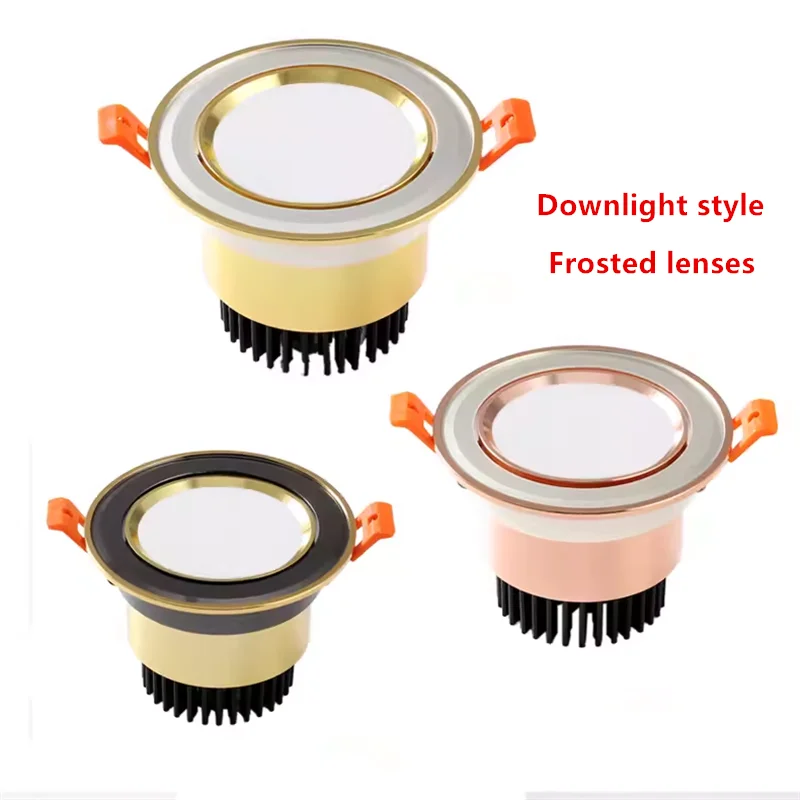 Electroplating Golden Color Embedded Dimmable LED Downlight 5W7W9W12W15W20W COB Spotlights Angle Adjustable Tube Lamp AC90-260V