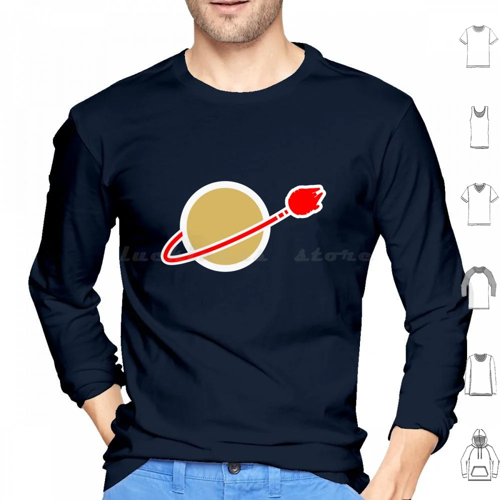 Classic Space Logo Millennium Falcon Felpa Con Cappuccio In Cotone Manica Lunga Classic Space Logo Millennium Falcon Classic Space Logo