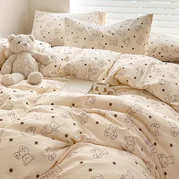 Ins Simple Flower Bed LinenTwin Full Queen King Size Lenzuola Set Adulti Bambini Set trapunta per letto floreale Piumini per letto Kawaii