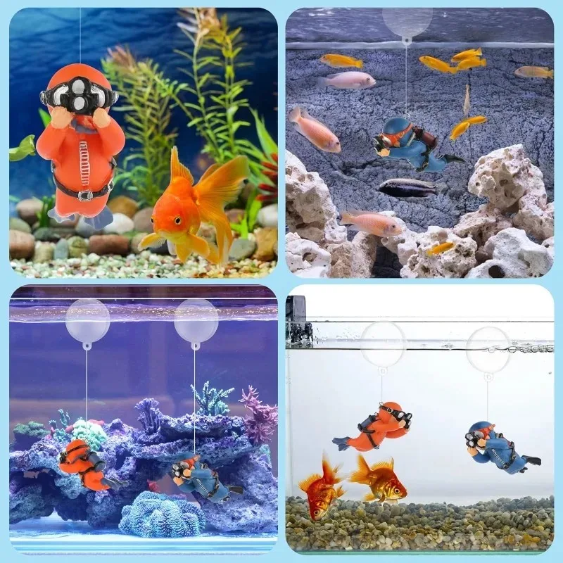 Cute Mini Aquarium Decoration Accessories Diver Figures Fish Tank Ornaments 1pc/3pcs