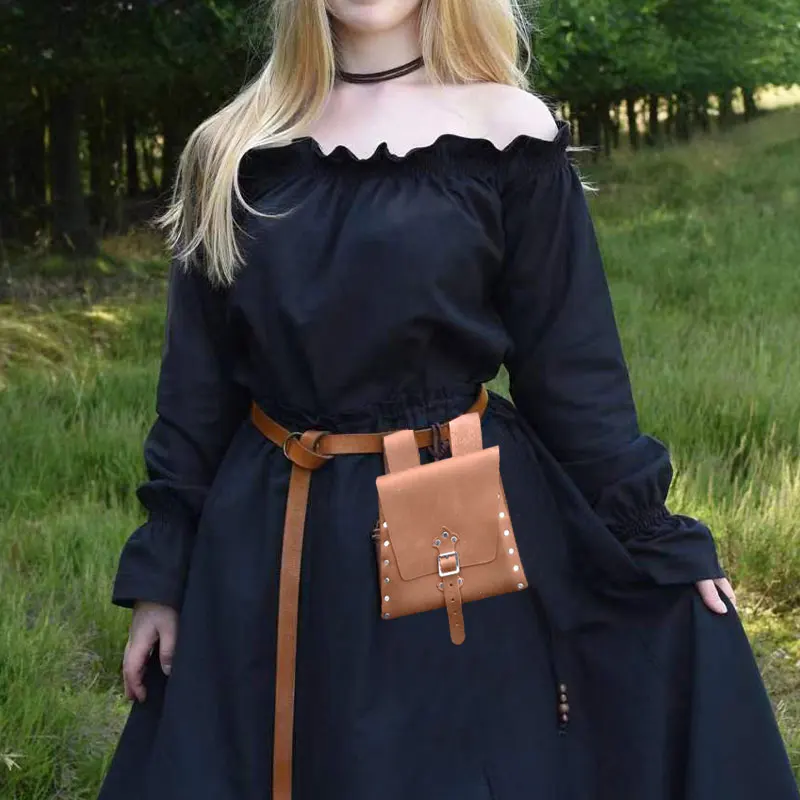 

Женская поясная сумка из искусственной кожи, средневековый ремень в стиле викинга с металлической пряжкой, уличная спортивная поясная сумка