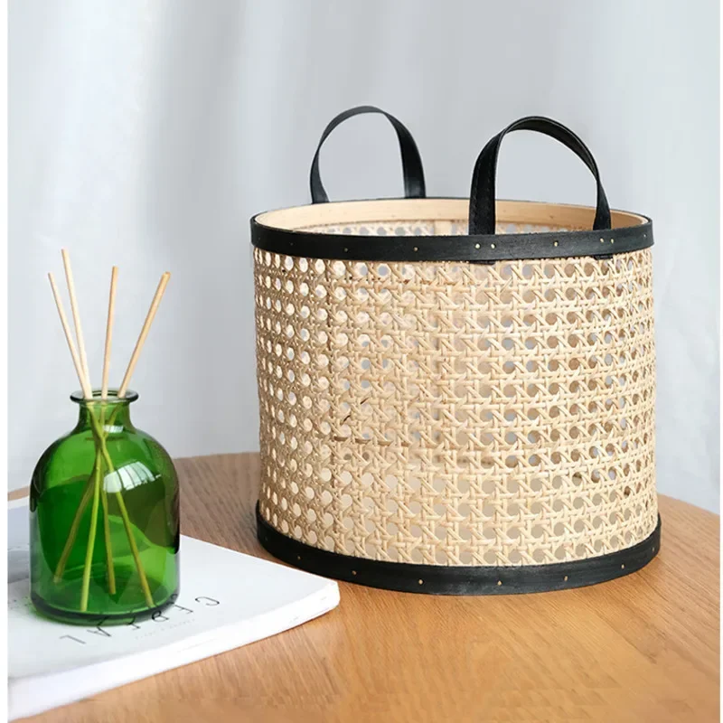 Hand-woven Rattan Storage Basket, Hexagonal Mesh, Desktop Organizer, Versatile Scenes, Laundry Basket, Japanese, Simple Items 2