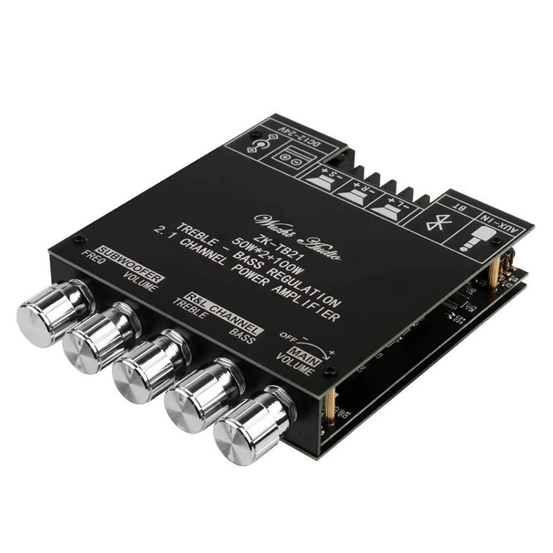 

Плата усилителя Bluetooth HiFi Stereo 2,1 TPA3116D2 50WX2 + 100W 12V-24V Модуль усилителя мощности звука