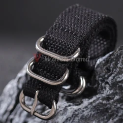 High Quality Nylon Watch Strap in Brown and Army Green - Sporty Military - Style Replacement Band - 22mm (Black)