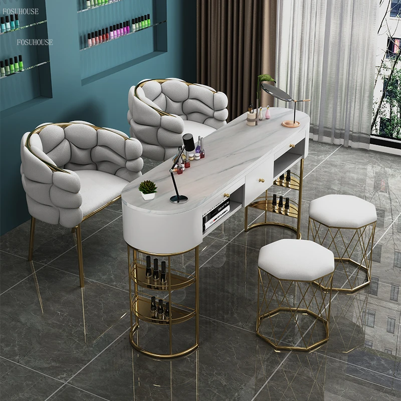 Nordic Luxury Nail Tables Salon Furniture Double Nail Manicure Table Set Creative Shop Single Professional Manicure Table